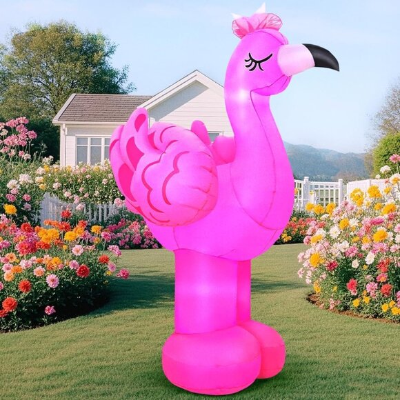 6FT Pink Flamingo Hawaiian Beach Inflatable Blow up for Tiki Holiday Beach - Picture 1 of 6